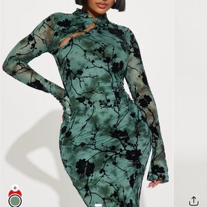 Green Long Sleeve Fashion Nova Dress